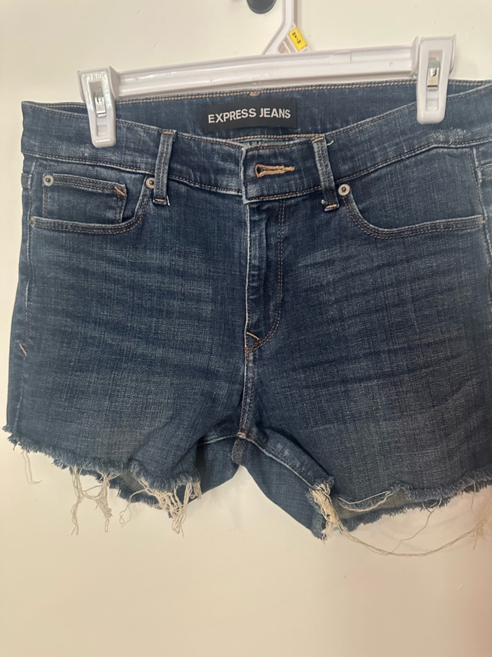 Express Dark Blue Distressed Denim Jean Shorts